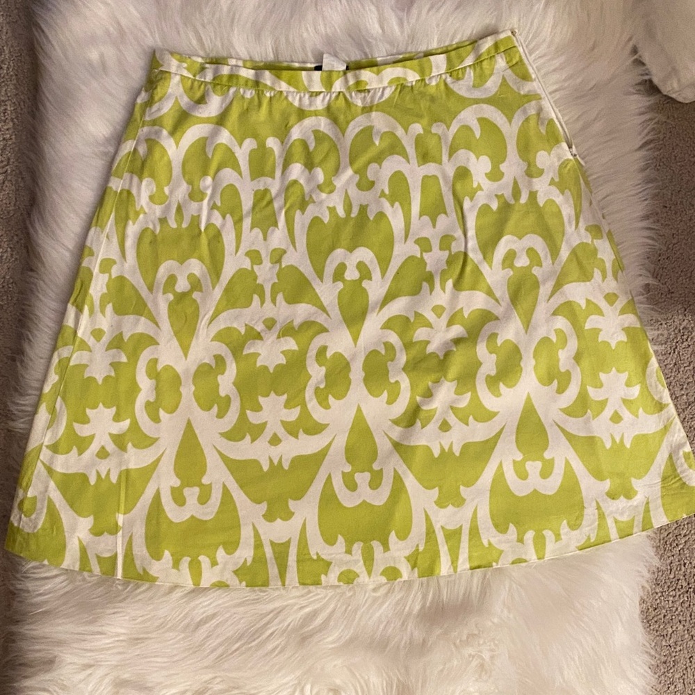 J. Crew Lime and White A-Line Skirt